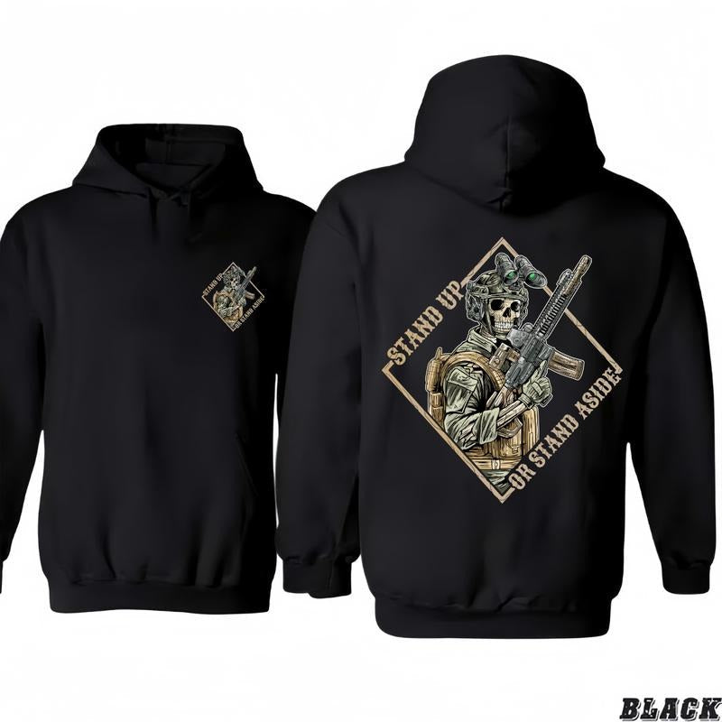 Stand Up or Stand Aside Hoodie - Bold Military-Ins T-Shirt/Hoodie, Unisex for Man and Women, 100% Cotton, Vintage Graphic...