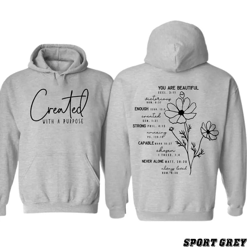 Created With A Purpose 2 Sided T-shirt/Hoodie Vintage Style Unisex T-shirt/Hoodie, Vintage for Men and Women, Unisex...