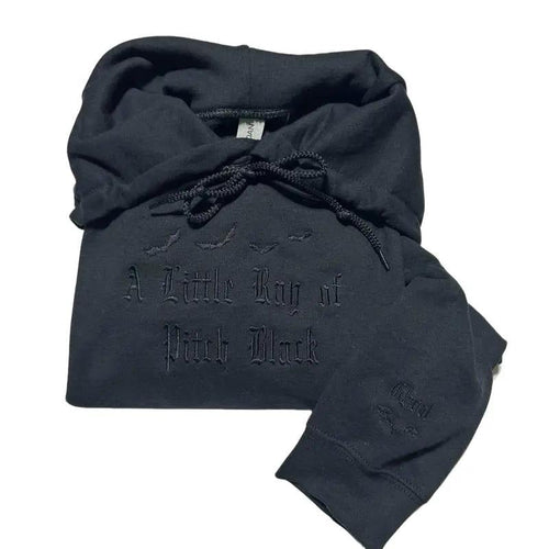 Hoodies & Sweatshirts Tops Womenswear - A Little Ray of Pitch Black Design on Black Hoodie T-Shirts | RetroVerseTees.com