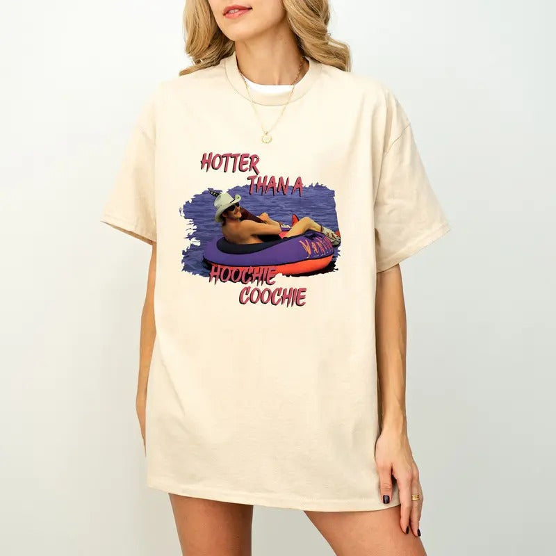 Hotter Than A Hoochie Cooche Tshirt, Womens Summer Vacation Tshirt, 90s Country Music Trendy Summer Tee, Women Concert,...