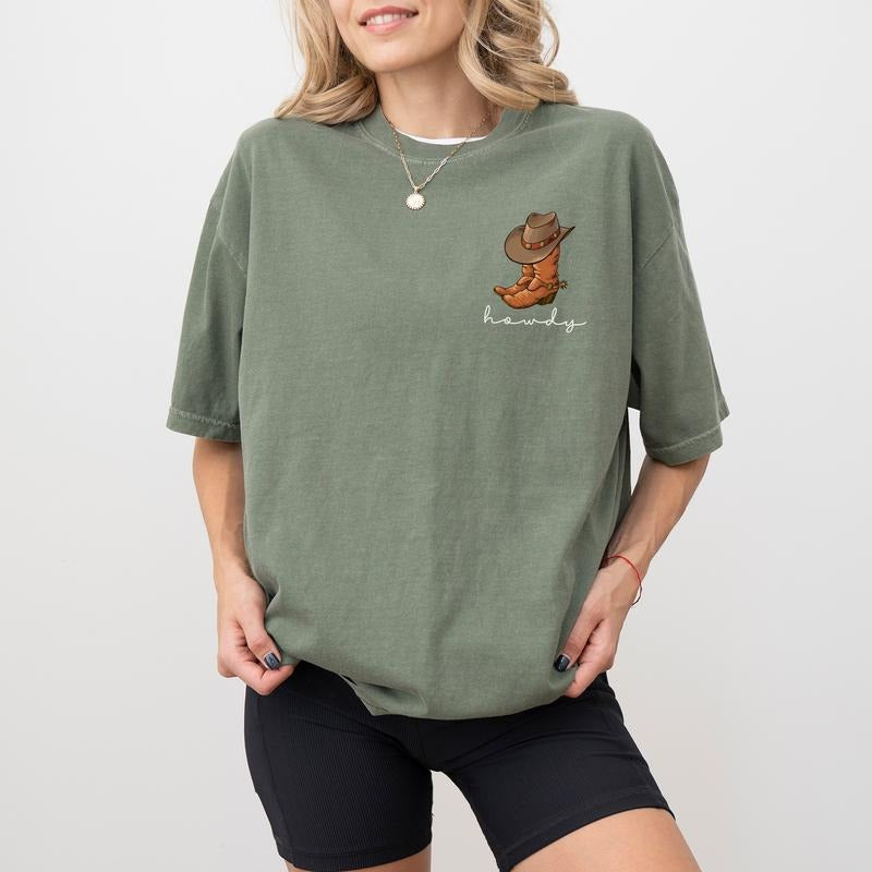Howdy Comfort Colors Shirt, Cowgirl Vintage Graphic Printed Tee, Western Unhinged Shirt, Comfort T-shirt For Women,...