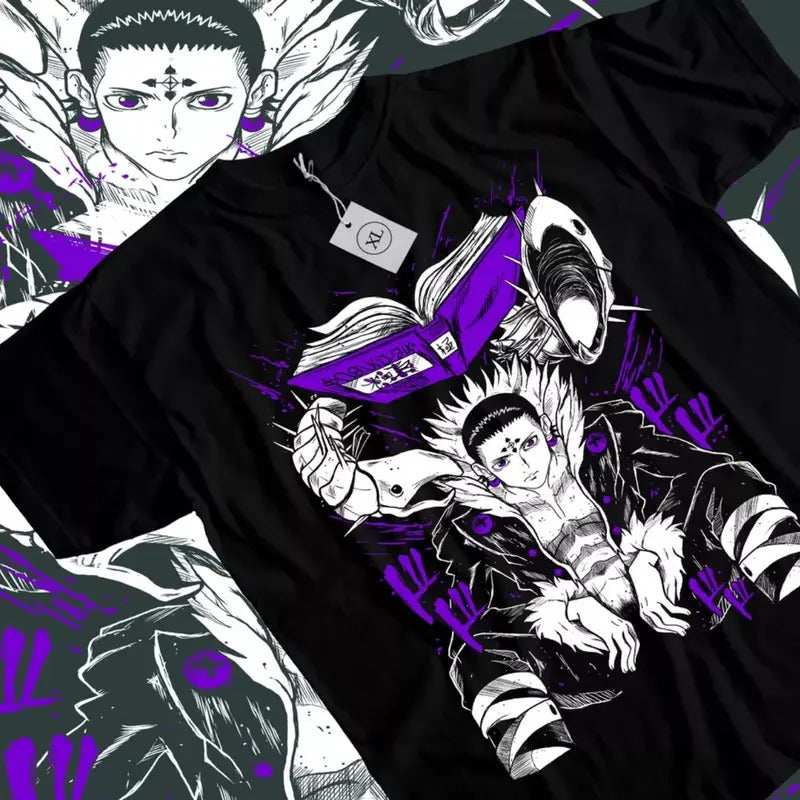 Hunter X Hunter Anime T-Shirt & Sweatshirt, Chrollo With Book Graphic Tee, Anime Manga Lover Gifts shirts guy Ball Cotton...