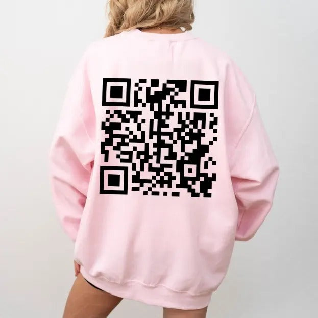 I F*cking Love You QR Code Back Side Sweatshirt, QR Code I F*cking Love You Valentine's Sweatshirt, Valentines Gifts,...