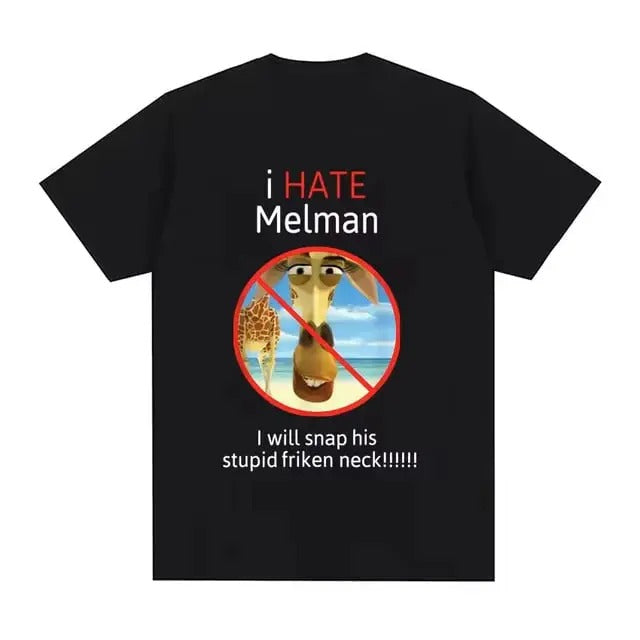 I Hate Melman Meme Vintage Graphic Tee, I Will Snap His Stupid Friken Neck Funny Tshirt Men Women Casual Cotton Oversized...