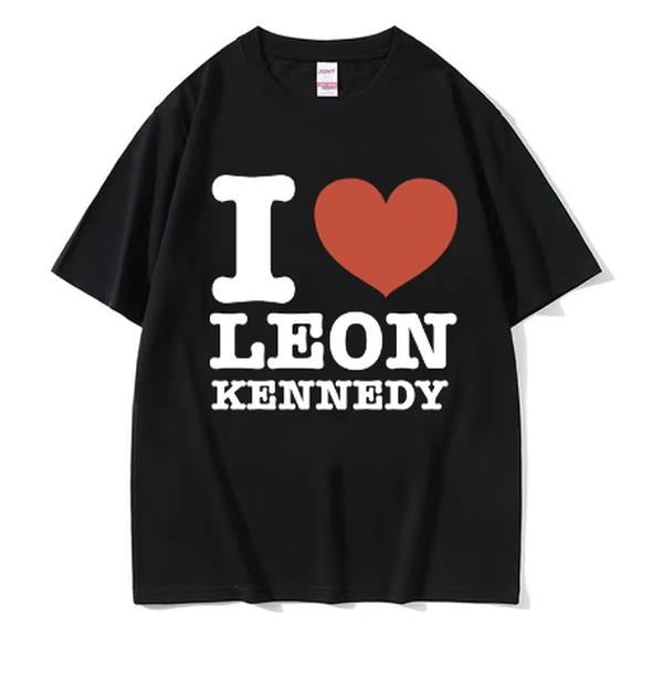 I Heart Leon Kennedy Print T-Shirts Men Women's Clothing Fashion Vintage T Shirt Male Oversized Cotton Short Sleeve...