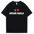 I Love Opium Girls Graphic Tshirt Rapper Playboi Carti T-shirts Men Women Hip Hop Rap Oversized T-shirt Men's Pure Cotton...