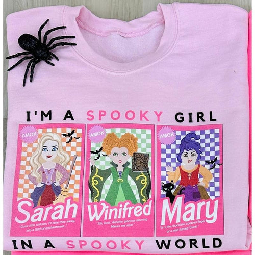 'I'm A Spooky Girl, In A Spooky World' Crewneck Sweatshirt T-Shirts, Hoodie | RetroVerseTees.com