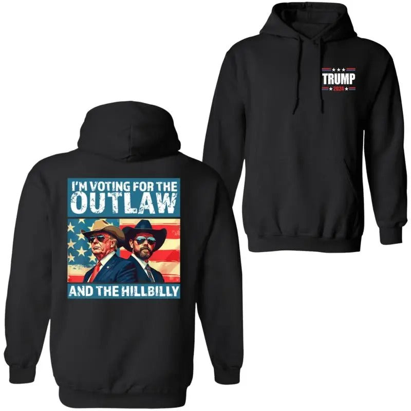 I'm Voting for the Outlaw Tr4mp USA Flag Retro Unisex Cotton Hoodie 2 sides T-Shirts, Sweatshirt | RetroVerseTees.com