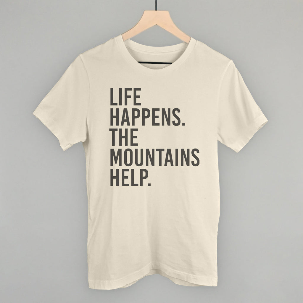 Life Happens The Mountains Help T-Shirts, Hoodie, Sweatshirt | RetroVerseTees.com (Image 1)