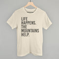 Life Happens The Mountains Help T-Shirts, Hoodie, Sweatshirt | RetroVerseTees.com (Image 1)