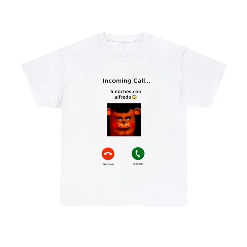 Incoming call Inspired 5 noches con alfredo T-Shirt Gaming Fan Gift Unisex Graphic Tee Hoodie, Sweatshirt