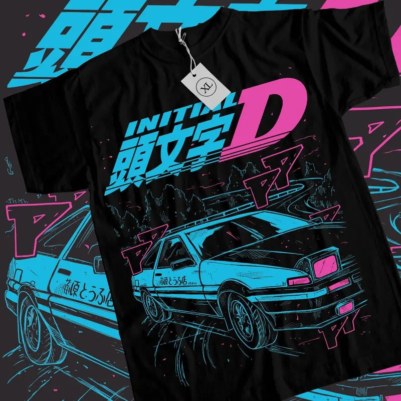 Initial D Itsuki Fujiwara T-Shirt S-4XL Anime Manga Movie Unisex Black Shirt Tshirt S-4XL Hoodie, Sweatshirt