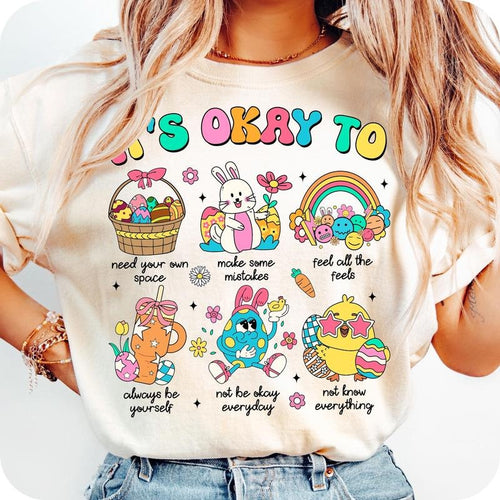 It'S Okay To Feel Counselor Easter T- Shirt, School Psychologist T- Shirt, Counselor Easter T- Shirt Comfort Colors...