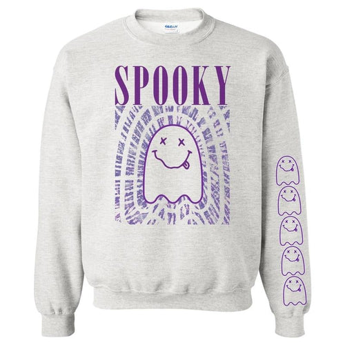 'It Smells Like Spooky Spirit' Halloween Ghost Sweatshirt, Sleeve Print T-Shirts, Hoodie | RetroVerseTees.com