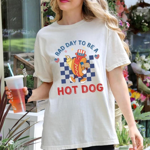 It's A Bad Day To Be A HotDog Shirt, Funny 4th July Shirt, Makes Me Want A Hot Dog Real Bad Shirt, Independence Day Tee,...