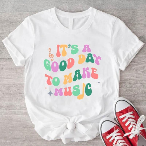 It's A Good Day To Make Music T-Shirt, Music Teacher Gift Shirt, Groovy Music Lover Tee, Trendy Musician Short Sleeve....