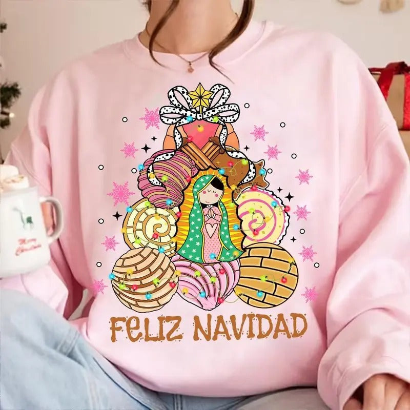 It's Abuelita And Pan Dulce Season Tshirt Sweatshirt, Coquette Mexican Christmas, Feliz Navidad, Conchas Y Cafecito,...