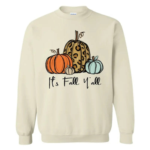It's Fall Y'all Sweatshirt, Fall Pumpkins Crewneck T-Shirts, Hoodie | RetroVerseTees.com