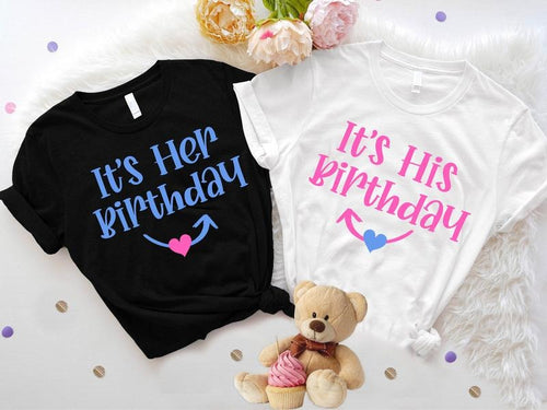 It's Her Birthday Shirt, It's His Birthday T-Shirt, Twins Birthday Shirt, Matching Sibling Bday Gift Tee, Share the Same...