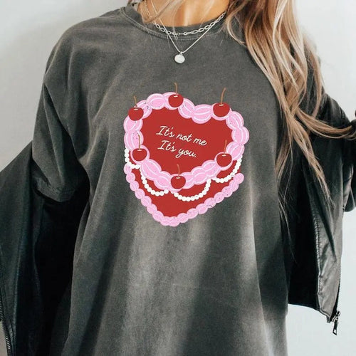 It's Not Me It's You Heart Cake T Shirt, Love, Trendy, Pastel Aesthetic, Illustration Edgy Retro Hoodie, Sweatshirt