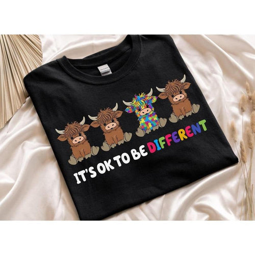 It's Ok To Be Different Shirt, Autism Awareness Shirt, Different Cow T-Shirt, Motivational Shirt, Be Yourself T-Shirt,...