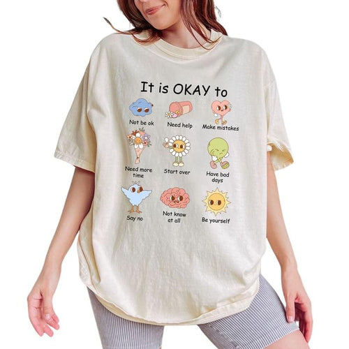 It's Okay Not To Be Okay Shirt, Mental Health Shirt For Women, Inspirational Vintage Graphic Printed Tee, Motivational...