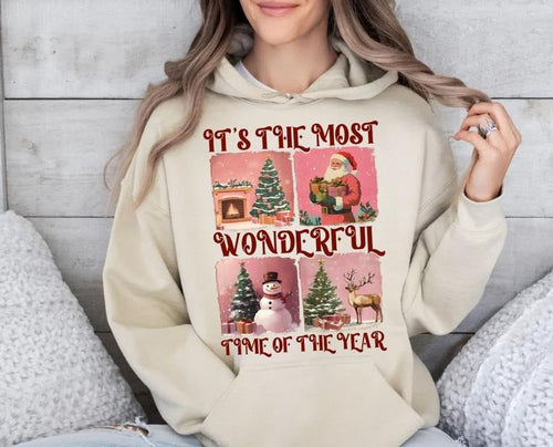 It's The Most Wonderful Time Of The Year Christmas Sweatshirt, Santa Claus Shirt, Vintage Reindeer Snowman, Retro, Unisex...