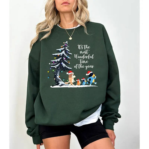 It's the Most Wonderful Time Of The Year Blueyy Christmas Sweatshirt, Christmas Gift, Vinatge Christmas Sweatshirt,...