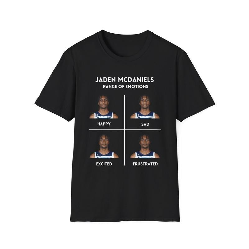 Jaden Mcdaniels Funny Emotions Unisex Softstyle T-Shirt, Minnesota Tee, Humorous Basketball Fan Apparel, Gift Ideas, Gift...