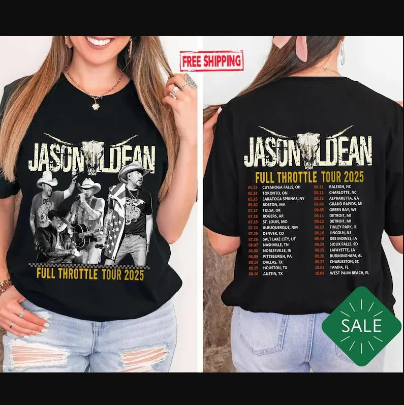 Jason Full Throttle 2025 Shirt, Country Music Concert Tee Fans Gift Country Music Shirt Hoodie, Sweatshirt