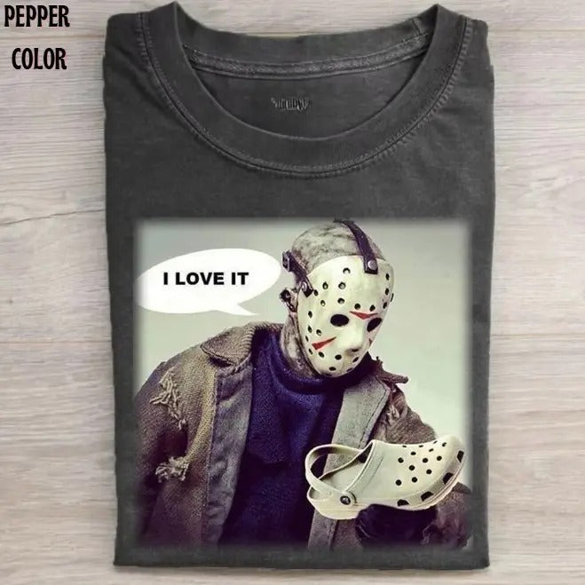 Jason Likes Slippers Funny Vintage T-shirt, Jason Voorhees Horror Movie Shirt, Horror Character, Funny Halloween Shirt,...