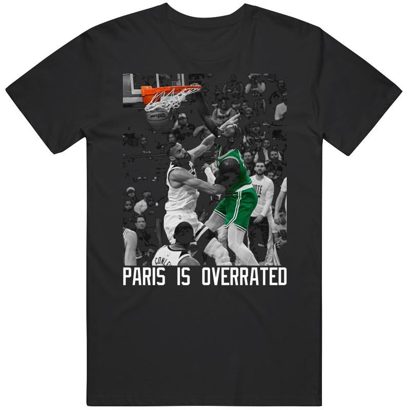 Jb Dunk Over Rudy Gobert Paris Is Overrated Boston Basketball Fan T-Shirt, Gift For Fan Hoodie, Sweatshirt