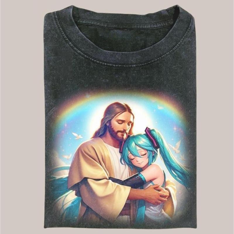 Jesus and Hatsune Miku Shirt, Jesus Shirt, Hatsune Miku T-Shirt, Unisex Vocaloid Gift, Gift For Him, Gift For Her,...
