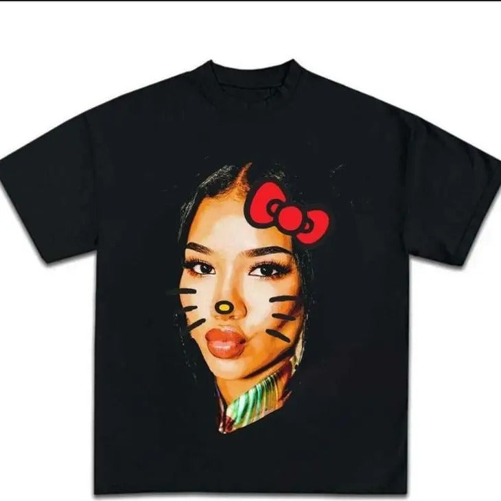 Jhene Kitty Big Face T-shirt, Rap Hip Hop Tee Streetwear Outfit vintage  graphic  tees Hoodie, Sweatshirt