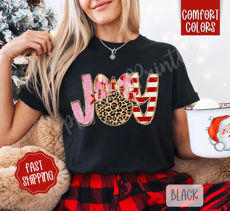 Joy Shirt Comfort Colors, Trendy Women's Christmas Tshirt Hoodie, Sweatshirt | RetroVerseTees.com