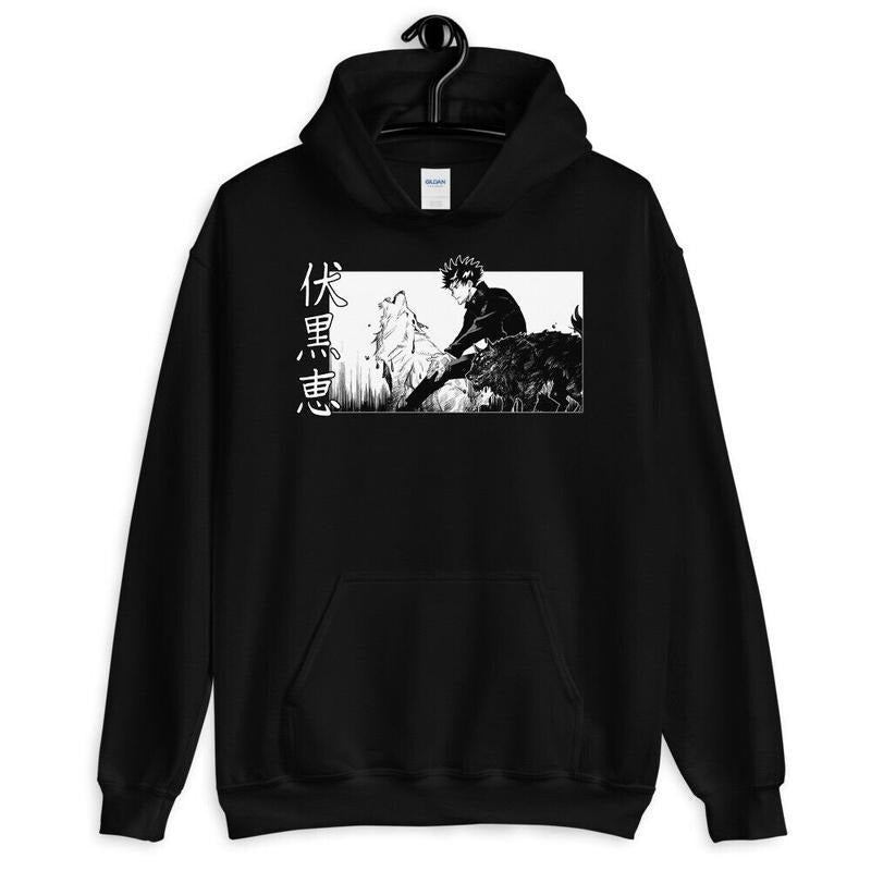 Jujutsu Kaisen Pullover Unisex Hoodie,anime,manga, Megumi Fushiguro graphic tee Sweatshirt | RetroVerseTees.com
