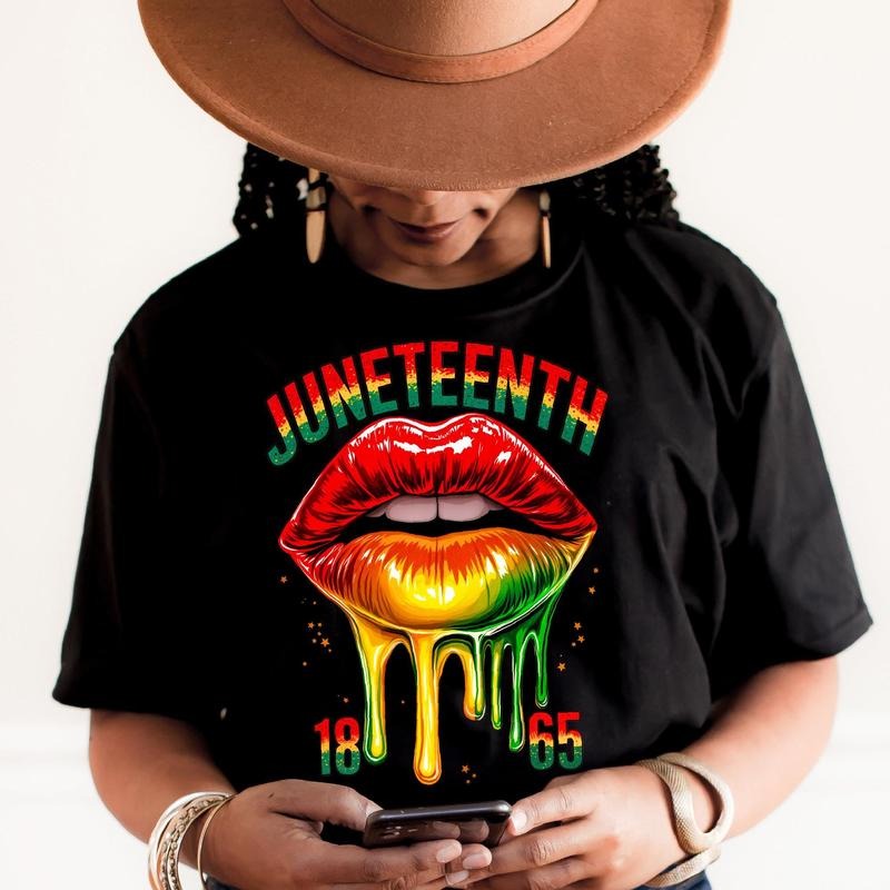 Juneteenth Lips T-shirt, Dripping Melanin Lips Shirt, 1865 Freedom Day Tees, Black Woman Pride T-shirt, Black Girl Magic...