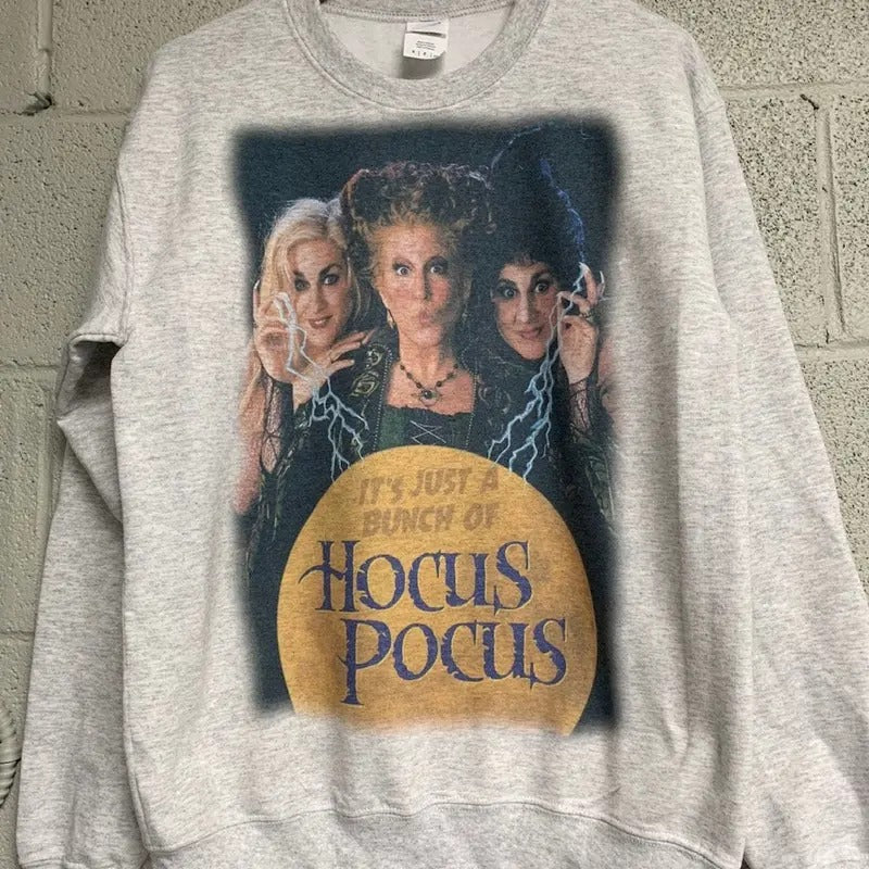 Just A Bunch Of Hocus Pocus Sweatshirt, Halloween Sweatshirt, Sanderson Sisters Hoodie T-Shirts | RetroVerseTees.com