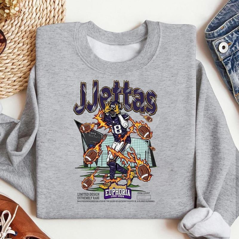 Justin Jefferson Planet Euphoria Sweatshirt, Vintage 90s Unisex Various Sizes and Colors - Classic Sport Graphic Sweater-...
