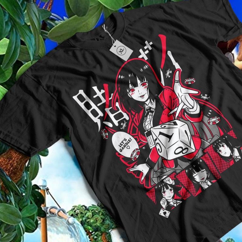 Kakegurui Anime T-shirt , Yumeko Jabami Cute Waifu Graphic Tee, Vintage Retro Manga Sweatshirt, Oversized Unisex...