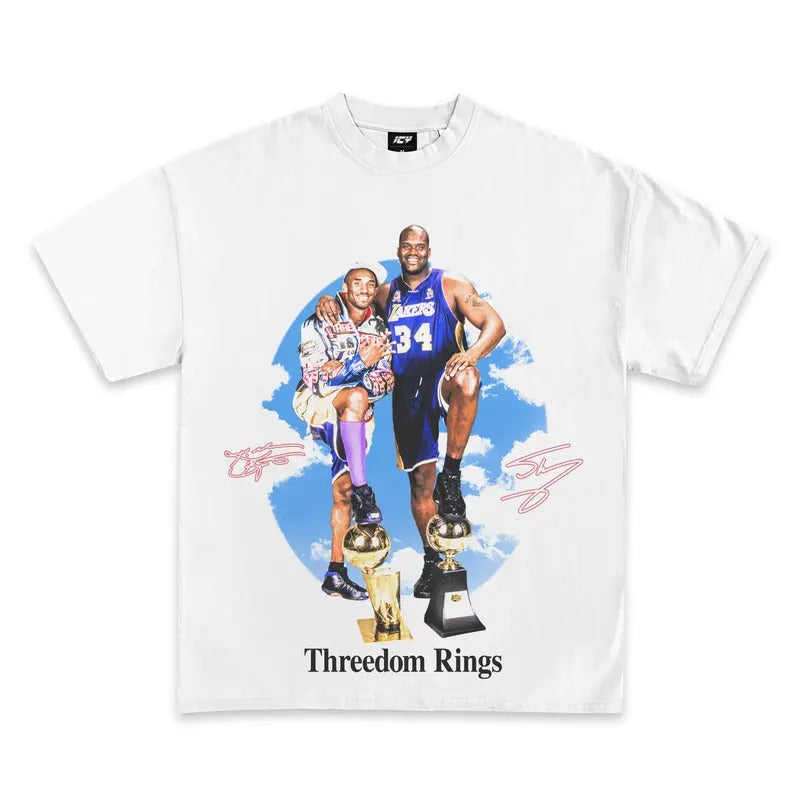 Kobe and Shaq Threedom Rings Graphic T-Shirt Hoodie, Sweatshirt | RetroVerseTees.com