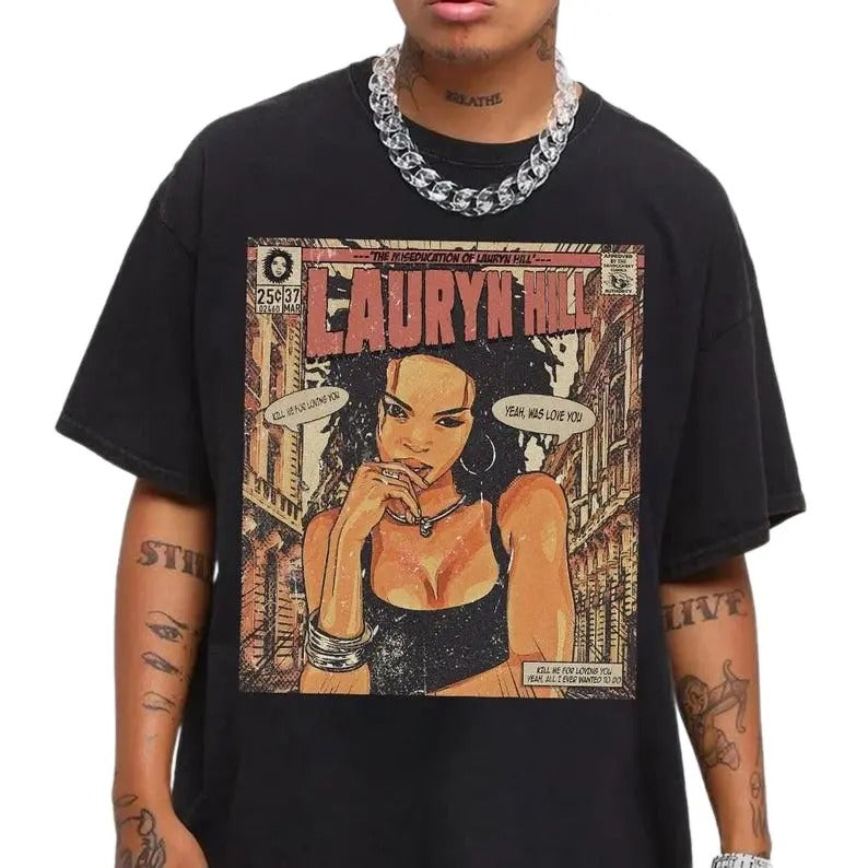 Lauryn Hill Comic Shirt, Lauryn Hill Rap Tee, The Score Album Vintage Fugees Graphic Tee Rap Unisex Gift for Fans Hoodie,...