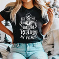 Let Me Read In Peace T-Shirt, Skeleton Reading Shirt, Skeleton Book Tee, Book Lover Halloween Tee, Funny Bookworms...