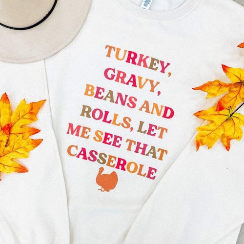 'Let Me See That Casserole' Cream Crewneck Sweatshirt T-Shirts, Hoodie | RetroVerseTees.com