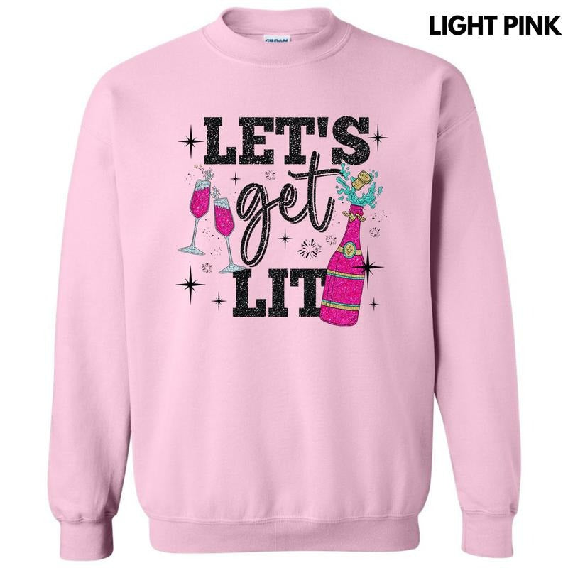 Let's Get Lit Faux Glitter Sweatshirt T-Shirts, Hoodie | RetroVerseTees.com