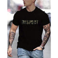 Letter RESPECT Pattern Print Men's T-shirt, Graphic Tee Men's Summer Clothes, Men's Outfits Made In USA Hoodie, Sweatshirt