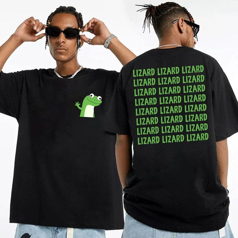Lizard Funny Meme Two Sides Tshirt, Viral Meme Lizard Shirt, Funny Weirdcore Y2k Aesthetic Gift, Unisex Short Sleeve Tee,...