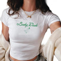 Lucky Duck Baby Tee, St Patricks Day Baby Tee, Lucky Irish Girl Shirt, St Paddys Day y2k 90s Style, Vintage Artwork...