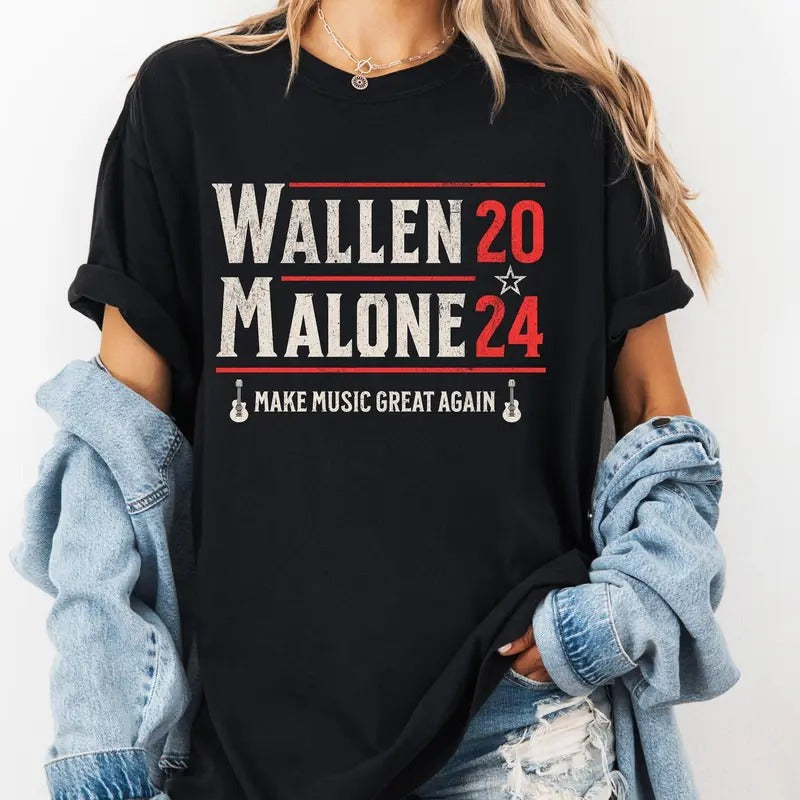 Make Music Great Again Wallen Tour Shirt 2024, Country Music Shirt, Wallen Malone 2024 Shirt, Country Concert Shirt,...