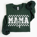 Mama, Checkered, Bow, Coquette, Lucky, Shamrock, Lucky Charm, Irish, Retro, St Patrick's Day Sweatshirt, Crew Neck,...